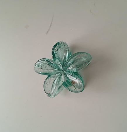 Lexroo Lotus Saç Tokası – Büyük Boy 8 cm, Tekli Saç Tokası, Lotus Çiçeği Tasarımı (Pırıltılı Yeşil)