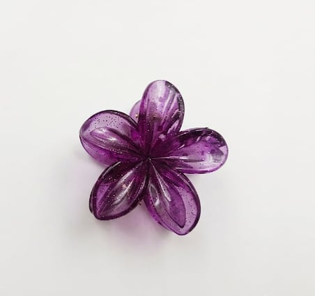 Lexroo Lotus Saç Tokası – Büyük Boy 8 cm, Tekli Saç Tokası, Lotus Çiçeği Tasarımı (Pırıltılı Mor)
