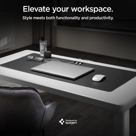 Spigen Regnum Büyük Boy 90x40cm Mouse Pad Vegan Deri + Kablo Düzenleyici LD302M Black - APP05267