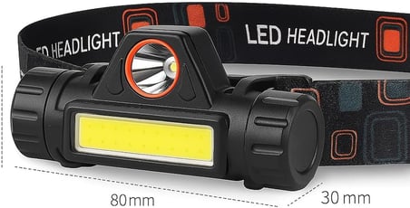 SUWORS LED Kafa Lambası, Hibrit XPE Spot ve COB Panel, Mıknatıslı, Ayarlanabilir Açı, USB Şarjlı
