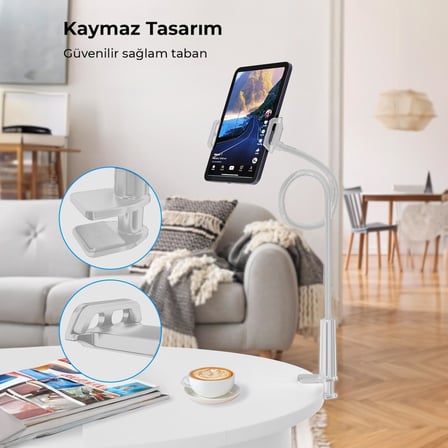 Juo 90 CM Akrobat Esnek Tablet ve Telefon Tutucu Stand Beyaz