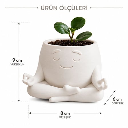 Lexroo Meditasyon Temalı Dekoratif Saksı, 9x8x6 cm