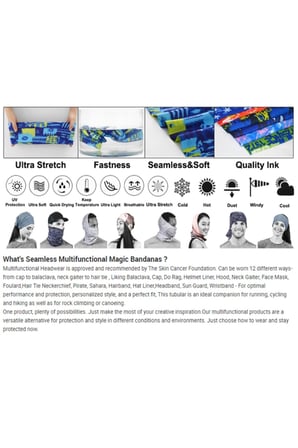 e taktik Extreme Dijital Desing Seamless +UV Mavi Renkli Desenli Boyunluk Bandana Buff Saç Bandı