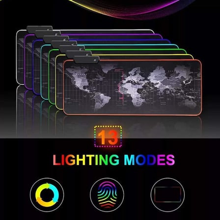 Coverzone Büyük Oyuncu RGB Mousepad ve Klavye Pad Mavi Altıgen Desenli Blue Hex Tasarım Işıklı 70cm