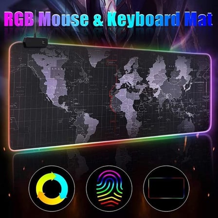 Coverzone Büyük Oyuncu RGB Mousepad ve Klavye Pad Mavi Altıgen Desenli Blue Hex Tasarım Işıklı 70cm