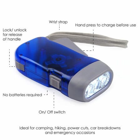 Digiflex Batterielose LED-el feneri, Dynamo ve 3 LED kamp için