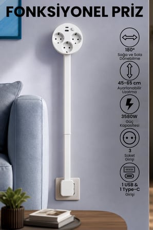 Enshall Protech 3580W Fonksiyonel Duvar Prizi