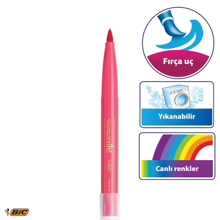 BIC Kids Visa Firça Uçlu Keçeli Boya Kalemi, 18'li Kavanoz, Fırça Başlı Esnek ve Yumuşak Uç