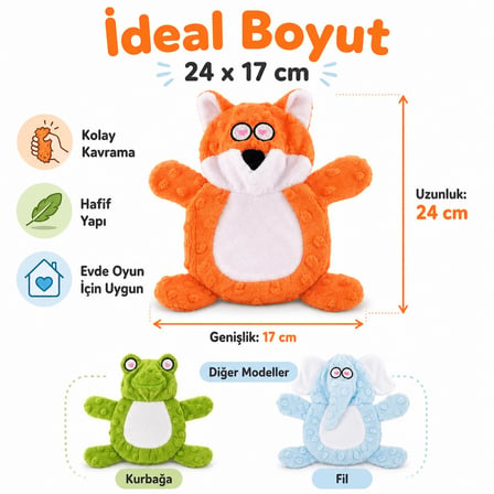 SOGUD Kedi Köpek Oyuncağı Sesli Hışırtılı Peluş Tilki, Isırınca Ses Çıkaran Kafa