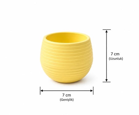 Lexroo Mini Yuvarlak Dekoratif Saksı, Sarı