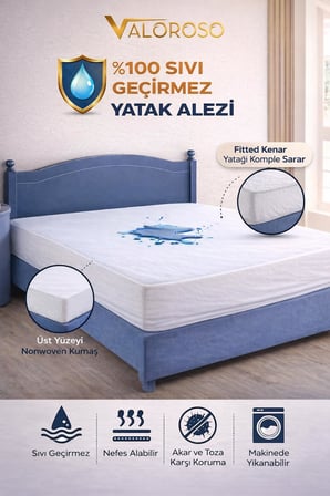 Valoroso Tekstil Fitted Full Kenar Su Sıvı Geçirmez Yatak Koruyucu Alez