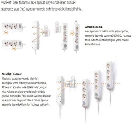 Viko Multi-Let Siyah Altılı Priz Anahtarlı Toprak Klemensli Çocuk Korumalı