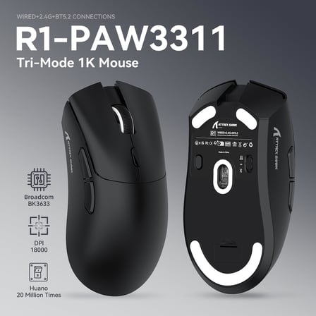ATTACK SHARK R1 59g SUPERLIGHT Fare, PixArt PAW3311 Oyun Sensörü