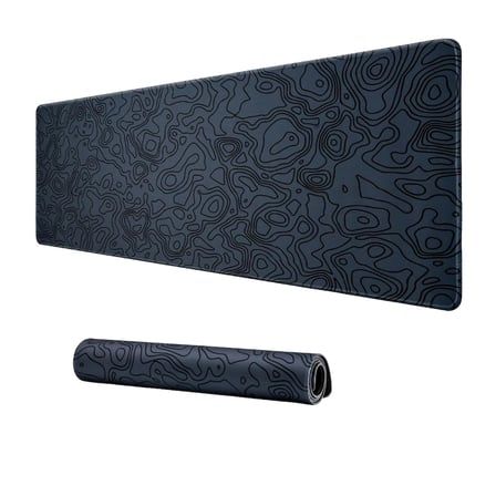 Klasse Pro - 4 Farklı Model Dikişli Kenar 100x50 cm Oyuncu Gaming Mouse Pad (Dark Grey Map Lines)