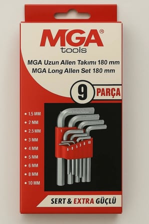 Proalet 9 Parça L Alyan Anahtar Takımı, Metrik 1.5–10 mm Boyutlu, Dayanıklı, Taşıma Aparatlı