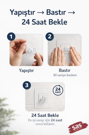 SAS HAUS 4'lü Banyo Rafı Yapışkanı – Delmeden Şampuanlık ve Banyo Köşelik Montaj Aparatı