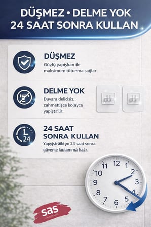 SAS HAUS 4'lü Banyo Rafı Yapışkanı – Delmeden Şampuanlık ve Banyo Köşelik Montaj Aparatı