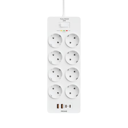 Termal Akım Korumalı, 8'li Priz Soketi, Isıya Dayanıklı Yapı, 8x Priz, 2x Usb, 2x Type-C Girişi