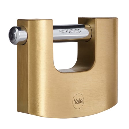 Yale Y114B/80/118/1-80mm Oval Kayar Pimli Pirinç Asma Kilit - Yüksek Koruma - 3 Anahtar, Sarı