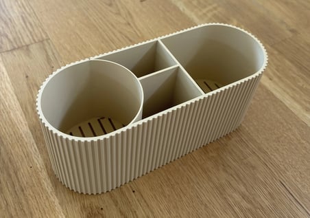 Lexroo 3D Baskı Yivli Oval Masaüstü Düzenleyici Bölmeli Bulaşık Fırçası Sünger Standı Süzdürmeli
