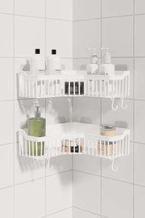 ATA HOME Banyor Köşe Yapışkanlı Banyo Rafı, 2'li Banyo Düzenleyici