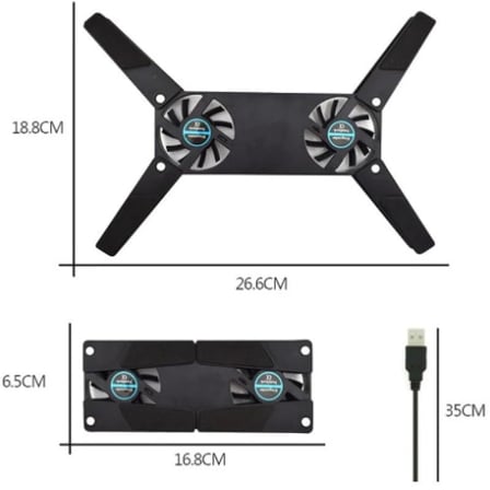 Ultra Küçük Katlanabilir Laptop Soğutucu Dizüstü Bilgisayar Soğutucu, Şık Tasarım, 2 Fan