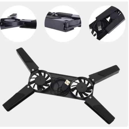Ultra Küçük Katlanabilir Laptop Soğutucu Dizüstü Bilgisayar Soğutucu, Şık Tasarım, 2 Fan