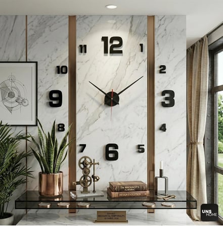Modern Siyah Pleksi Duvar Saati | 3D Rakamlı Dekoratif Duvar Saati