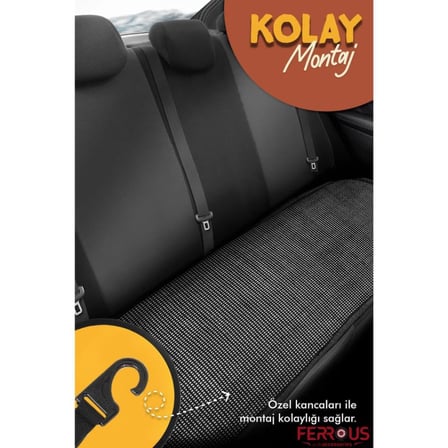 Oto Koltuk Koruyucu Kılıf Terletmez Kilim Seti 2 Ön+1 Arka 3lü Set Universal Siyah
