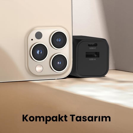 Juo 20w Gan Usb-c Usb-a Şarj Aleti Iphone & Ipad & Android Uyumlu Pd Qc4.0 Type-c Hızlı Şarj Cihazı