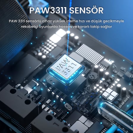 Aula SC380 Pro PAW3311 Sensör 12000 DPI 1000Hz Kablolu ve Kablosuz Gaming Oyuncu Mouse Siyah