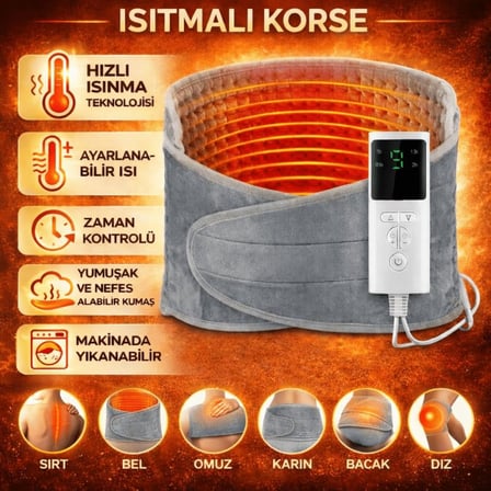 Coofbe Zaman Ve Isı Ayarlı Kumandalı Elektrikli Isıtıcı Korse Isıtmalı Bel Kemeri Regl Ağrı Kesici
