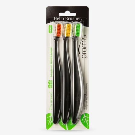 Promis Trio Black Bioplastik 3’Lü Diş Fırça Seti