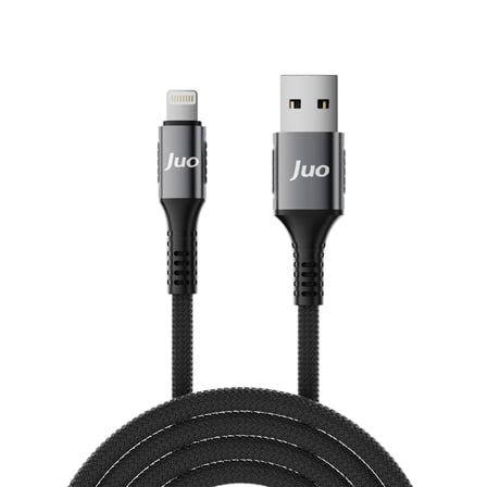 Juo 12W 2.4A USB-A to Lightning iPhone iPad ile Uyumlu Örgülü Hızlı Şarj ve Data Kablosu 2 Metre