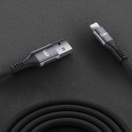 Juo 12W 2.4A USB-A to Lightning iPhone iPad ile Uyumlu Örgülü Hızlı Şarj ve Data Kablosu 2 Metre