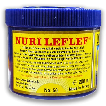 Lexroo Nuri Leflef Klasik Kundura ve Deri Ayakkabı Boyası, 200 ml, Deri Besleyici (Badem Yağı)