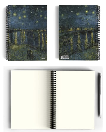 Vincent Van Gogh/Starry Night Over the Rhone,1888 | Spiralli Defter 04 | A5 | Çizgisiz | 100 Sayfa