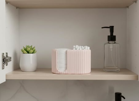 Craftopya Çift Bölmeli Makyaj Pamuğu ve Kulak Çubuğu Kutusu - (Pembe)