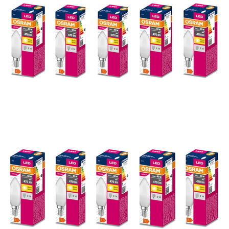Osram 10'lu Value B40 4.9W 827 2700K Sarı Renk E14 Mum LED Ampul