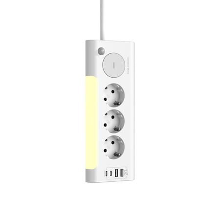 S-link PRZ06 3 Soketli 2 USB 2 TYPE-C PD20 2M 306 Joule Tam Bakır Kablolu Beyaz Akım Korumalı Priz