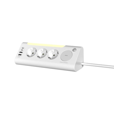 S-link PRZ06 3 Soketli 2 USB 2 TYPE-C PD20 2M 306 Joule Tam Bakır Kablolu Beyaz Akım Korumalı Priz