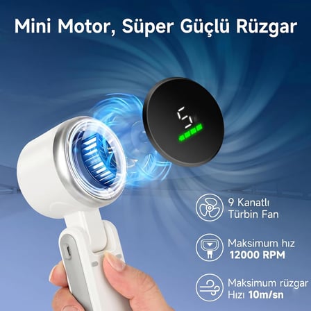 ROBEVE Blic BWFN22 Turbo El Vantilatörü Mini Fan Vantilatör Katlanabilir 3’ü 1 Arada Taşınabilir