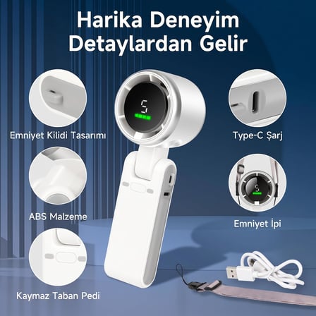 ROBEVE Blic BWFN22 Turbo El Vantilatörü Mini Fan Vantilatör Katlanabilir 3’ü 1 Arada Taşınabilir