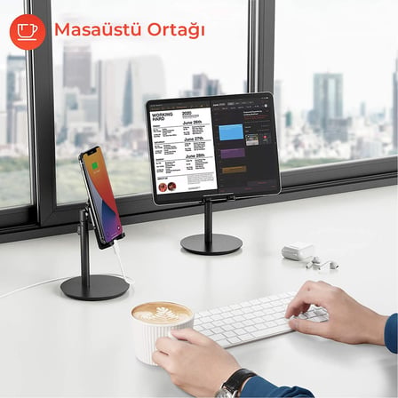 Bix Saiji S1-II Masa için Cep Telefonu & Tablet Standı, Ayarlanabilir Yükseklik Açısı, iPhone, iPad