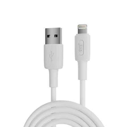 Juo 12W 2.4A USB-A to Lightning iPhone iPad ile Uyumlu Silikon Hızlı Şarj ve Data Kablosu Beyaz 1