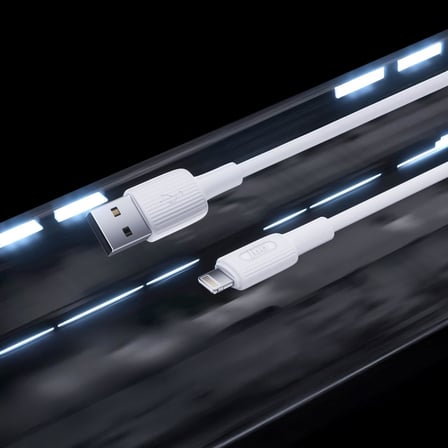 Juo 12W 2.4A USB-A to Lightning iPhone iPad ile Uyumlu Silikon Hızlı Şarj ve Data Kablosu Beyaz 1