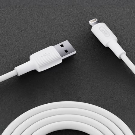 Juo 12W 2.4A USB-A to Lightning iPhone iPad ile Uyumlu Silikon Hızlı Şarj ve Data Kablosu Beyaz 1