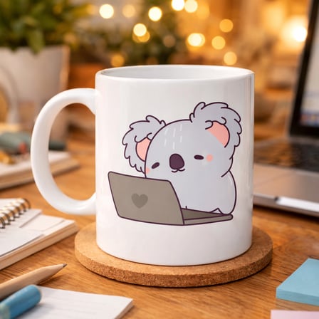 Lexroo Laptoplu Koala Desenli Porselen Kupa MODEL 111