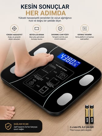 Healtcare DİJİTAL Baskül Bluetooth Vücut Analizi -Dijital Akıllı Tartı-Yağ Ölçer Tartı Akıllı