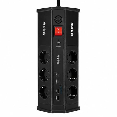 S-link PRZ03 PrizHive 3 Metre 630 Joule 3x1.5mm 2xUSB 2xType C 2.4A/5V 250V 16A/3860W 6 lı Akım ve